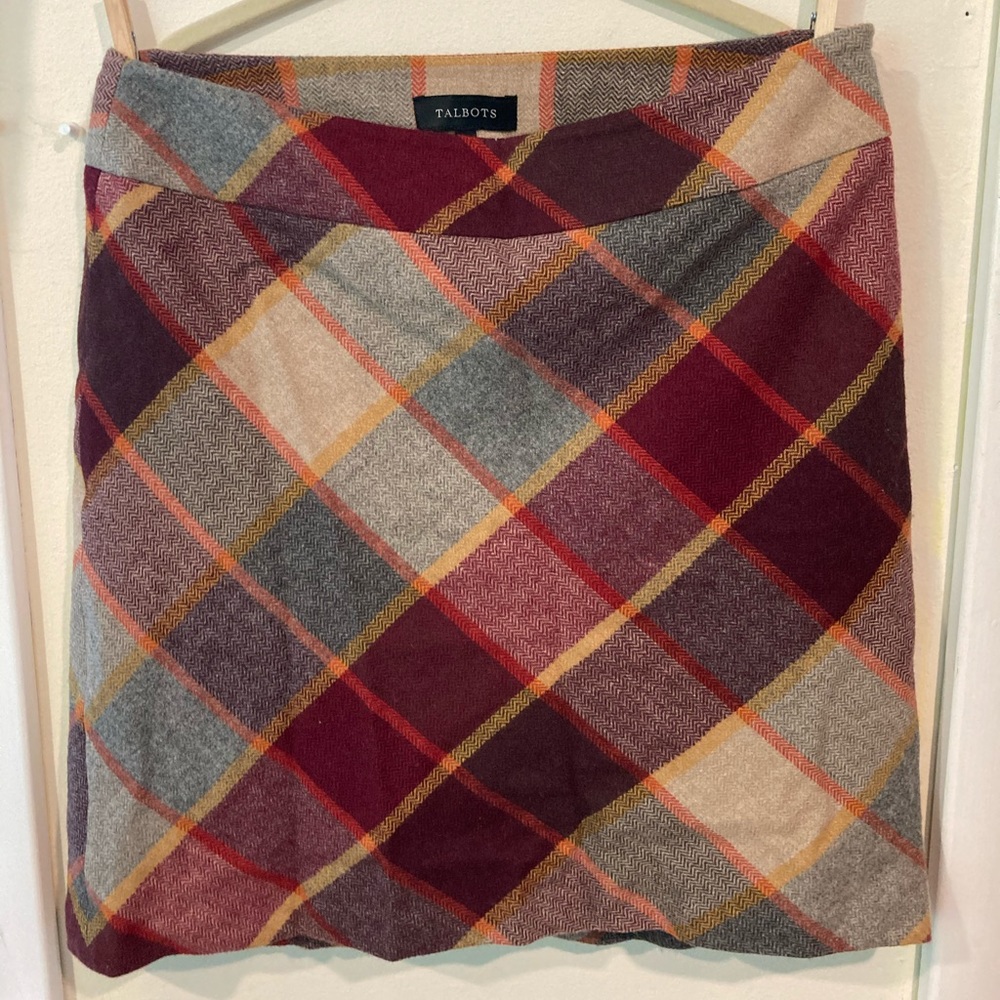Talbots Plaid Wool Mid-length Pencil Skirt Size 12